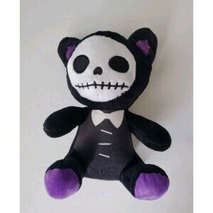Furrybones Black Mao Mao Stuffed Plush Skeleton Toy Dressed as Cat 8 Inches